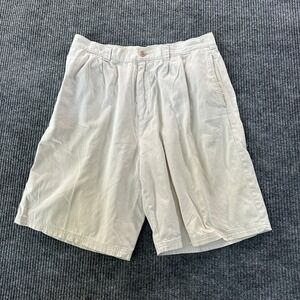 Express Mens Pleated Chino Shorts 34 Beige 100% Cotton Vintage Style